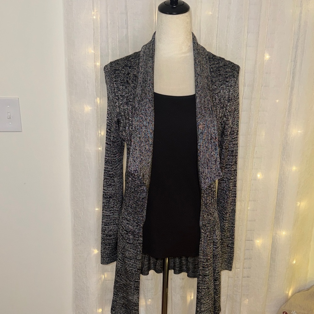 NIC+ZOE Charcoal Open Front Cardigan